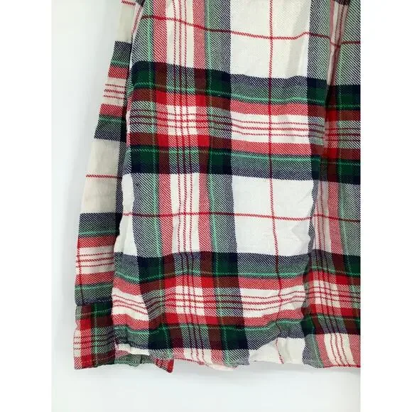 Aerie Women's XL White Green Off Duty Plaid Flannel Pajama Shirt Lounge I31-1 - Picture 5 of 8